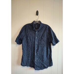 George | Men's Blue Patterned Button Down Classic Fit Collared Shirt Size Medium